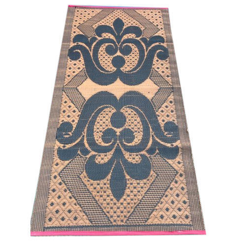 Oil Resistant Removable Waterproof and Lightweight Printed Brown Plastic Mat For Home - Brown Beige Synthetic Material 5 Feet Rectangle Reversible Design Handmade Finish