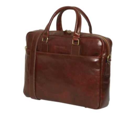 Antistatic Premium Quality Brown Leather Laptop Briefcase For Multipurpose Use