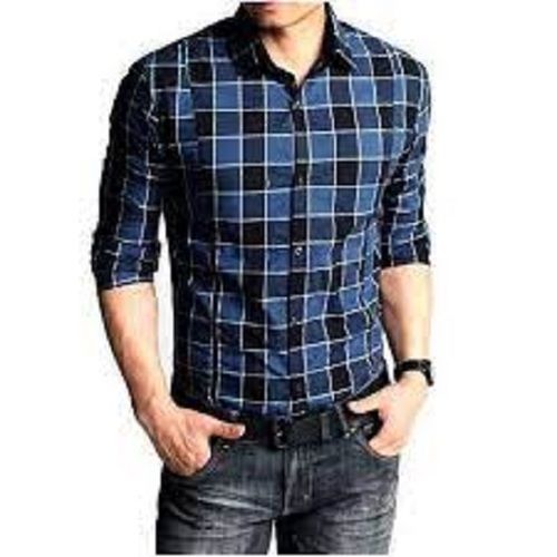 Printed Blue Color Men Cotton Shirt Is Perfect For Work Or Night Out.  Age Group: All Sizes