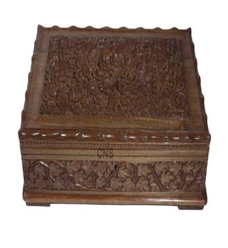 Termite Resistance Modern Full Carving Brown Handicraft Wood Jewelry Box