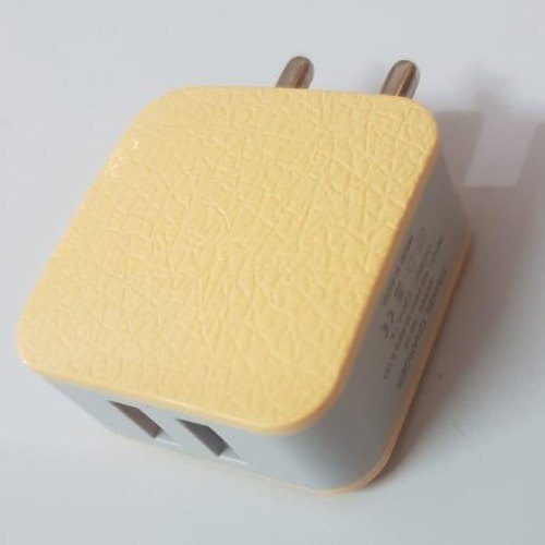 Dual Port Mobile Charger Adapter - High Quality Materials, 3.4A Output Per Port, Lightweight Design, Yellow Color, LED Indicator for Safe Charging