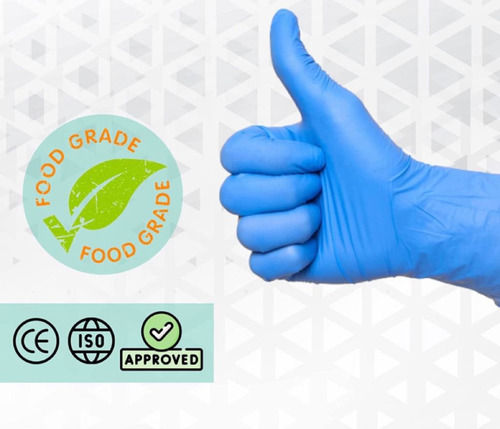 100% Eco-friendly Full-finger Blue Plain Latex Rubber Disposable Hand Gloves