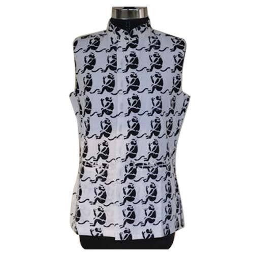 Printed Blue Silk Semi Collor Neck Boys Nehru Jacket For Indian Weddings Age Group: 3-10 Years