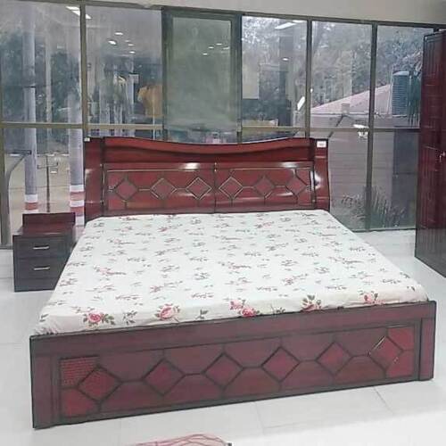 wooden double bed