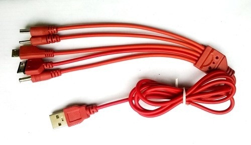 Fast Charging Speed And Light Weight Portable Mobile Phone Cable Red Colour - Plastic Material, Long Length Design , Detachable Charging Capability