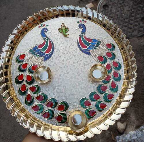 Multicolored Corrosion-Resistant Round Lightweighted Acrylic Pooja Thali