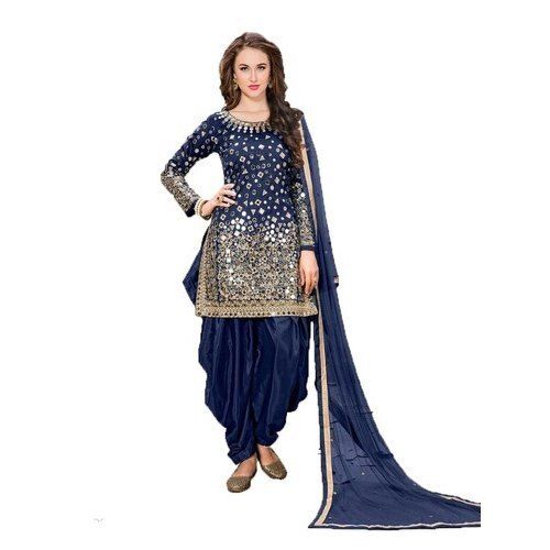 Indian Premium Quality Casual And Party Wear Chiffon Blue Color Salwar Suit