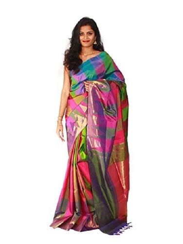 Printed Beautiful Multi Color Silk Saree With A Blouse Piece For Casual And Daily Wear