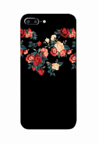 Black, Orange Color And Print Design Mobile Back Covers For Android Phones - Plastic Build, Design Features Red and Orange Floral Pattern, Stylish Accessory