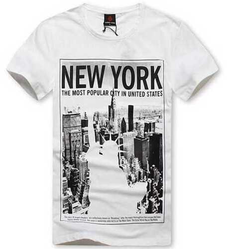 Comfortable 100 % Cotton Color White Printed Mens T Shirt For Daily Wear