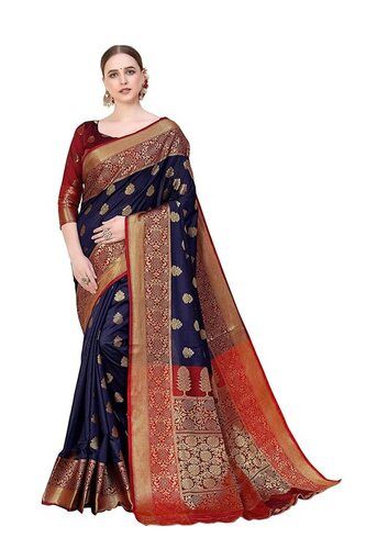 Blue & Firozi Colour Combination Pure Soft Silk Saree Stylish Blouse P –  TULIP DESIGNER