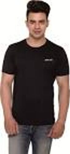  पुरुषों की सांस लेने योग्य गोल गर्दन और छोटी आस्तीन वाली सादा सूती काली टी शर्ट