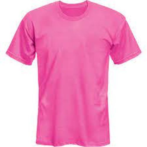 Men'S Light In Weight Stylish Cotton Half Sleeves Plain Pink Color T Shirt Gender: Male