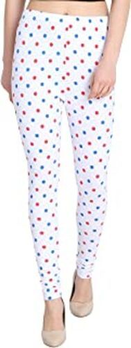 White Perfect Fitting And Stay Relax Women's Slim Fit Soft Cotton Printed Leggings