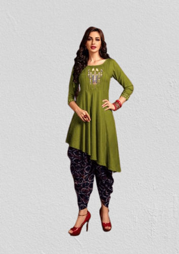 Best Quality With Lasting Grace Blueberry 3/4th Sleeve Fancy Designer Kurtis