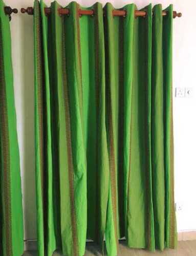 Plain Green 100% Pure Cotton Perfect Fabric For Long Door Curtain Design: Oriental