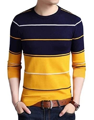 Plain Men Printed Simple And Stylish Cotton Fabric T-Shirt For Casual Wear 