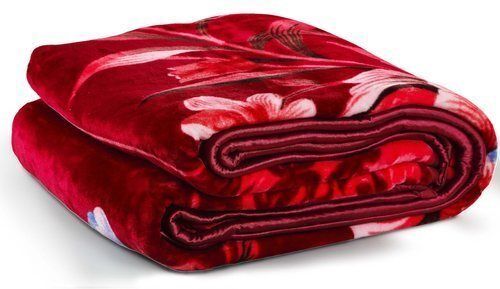 Red Color Flowered Design Plaid Style Knitted Technics Soft And Comfortable Blanket