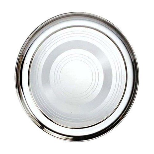 Silver Round Shape 304 Stainless Steel Dinner Plates, Size: 16 Inch