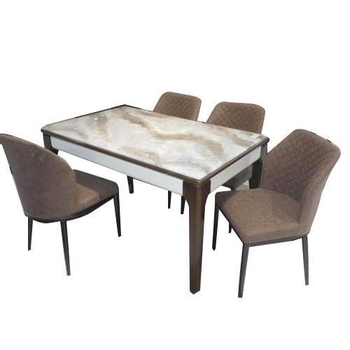 Handmade Stunning Classic Contemporary Designed Marble Finish Solid Wood Dining Table 