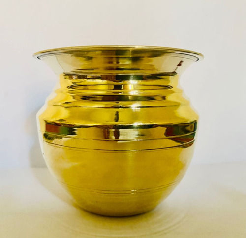 Yellow 8 Inch 100% Pure Brass Lota For Home And Religious Worship