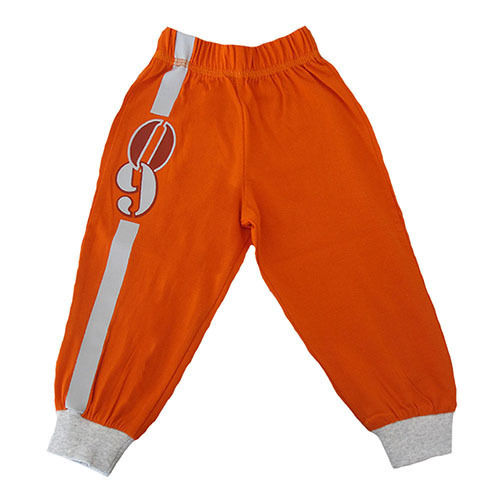 Casual Wear Comfortable Breathable Skin Friendly Printed Cotton Orange Track Pant For Baby