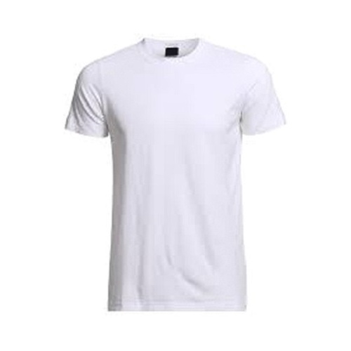 Mens Short Sleeve Plain White Round Neck Casual Wear Cotton T-Shirt
