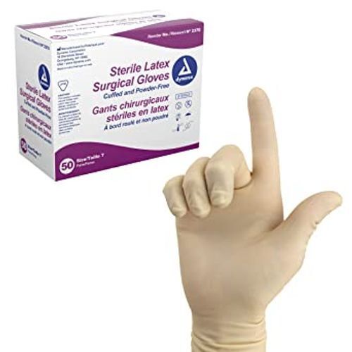 Skin Puncture-Resistant Dynarex Sterile Latex Surgical Gloves Powder-Free, Pack Of 50