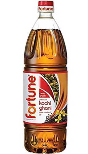 Common Yellow 1 Litre Fortune Kachi Ghani Pure Mustard Oil, Packaging Type: Plastic Bottle