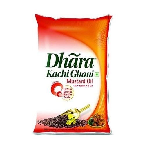 1 Liter Food Grade With 12 Month Shelf Life Dhara Kacchi Ghani Mustard Oil For Cooking