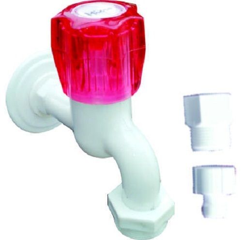 Easy To Install White Colour Plastic Body Water Taps For Domestic Purpose With Pink Color Knob