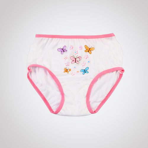 Pure Soft Cotton Pink And White Printed Comfortable To Wear Children Underwear For Girls