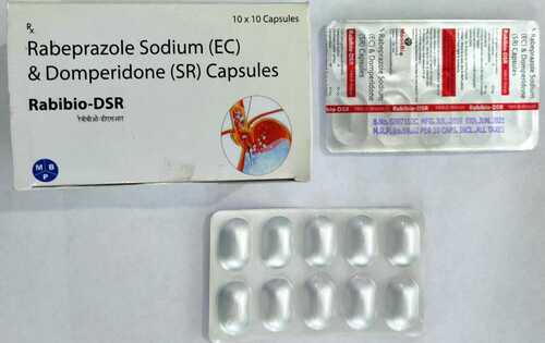 Rabeprazole सोडियम और Domperidone कैप्सूल, 10 X 10 कैप्सूल का आकार: ओवल