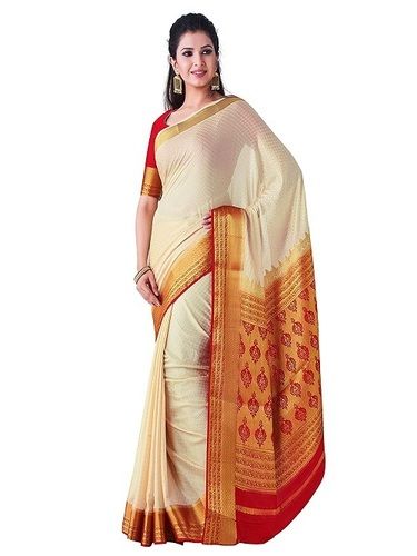 Summer Red And White Color Printed Cotton Fancy Ladies Saree For Casual Wear