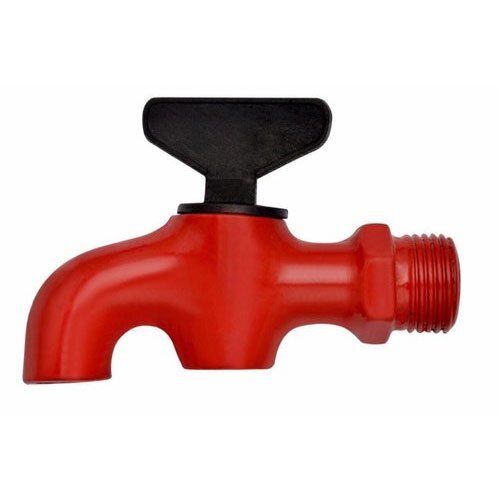 Red Colour Easy To Install High Strength Plastic Water Tap With Black Color Knob