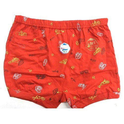 Pure Cotton Printed Dark Orange Skin Friendly Children Under Wear For Boys