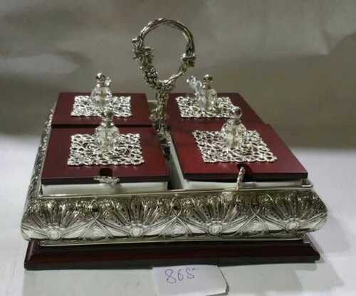 Silver Color Portable Lightweighted Modern Style Meenakari Jewellery Box