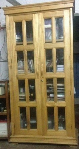 Wood Termite Resistance Brown Color Plain Design Wooden Plywood With Glass Doors Almirah 