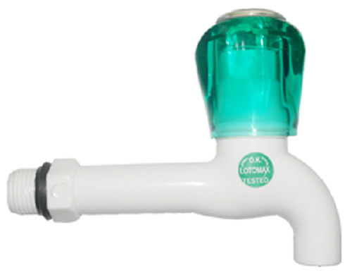 Pvc White Colour Easy To Fit Plastic Water Tap With Strong Construction And Green Color Knob