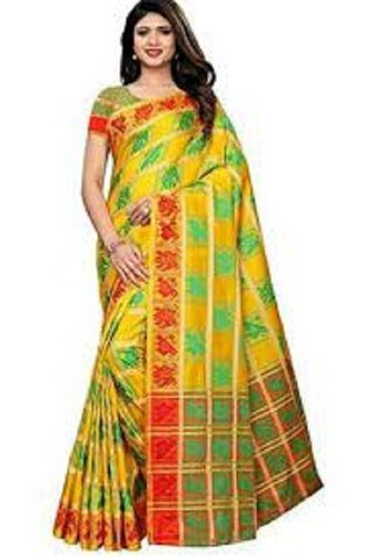 Yellow Color Printed Pattern Fancy Ladies Sarees For Casual And Party Wear