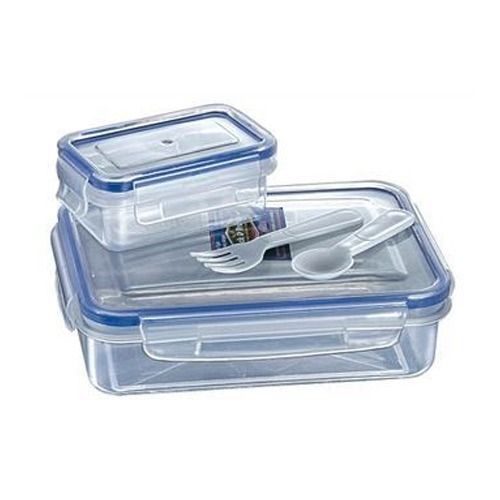 Pp Plastic Transparent Stylsh Lunch Box, 1 Spoon And 1 Fork, Capacity 600 Gram