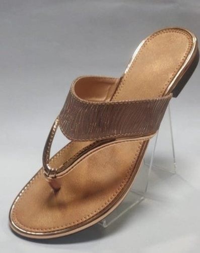 Leather Brown Party Wear Designer Fancy Slipper, For Ladies 