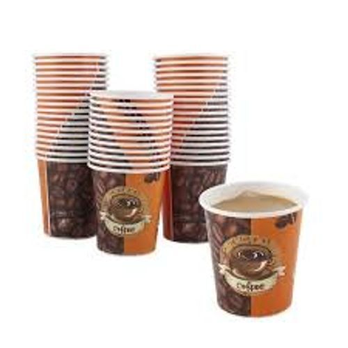 Light In Weight Disposable Printed Design Brown Color Paper Cups , Size In 90 Ml