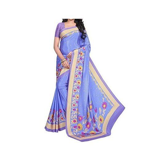 Light Purple Party Wear And Comfortable Stylish Breathable Soft Crepe Silk Saree For Ladies