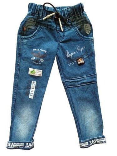 Skin Friendly Printed Blue Kids Denim Jeans