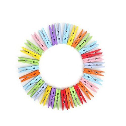 1.5 Inch Multicolor Wooden Pegs/Clips For Article Hanging (Set Of 50)