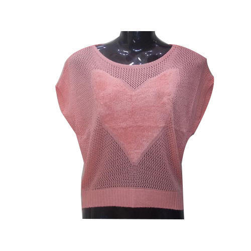 Pink Breathable Skin Friendly Wrinkle Free Casual Wear Customized Modern And Trendy Knitted Tops For Girls