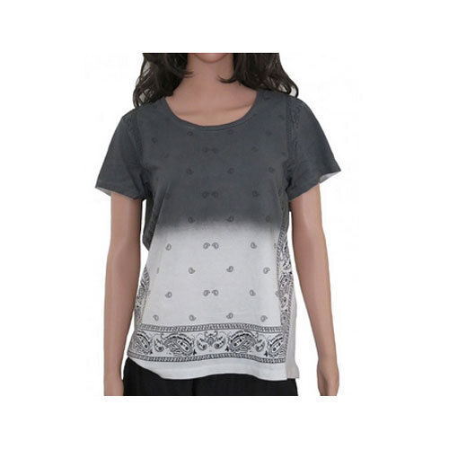 Comfortable To Wear Modern Grey And White Cotton Knitted Top For Ladies 