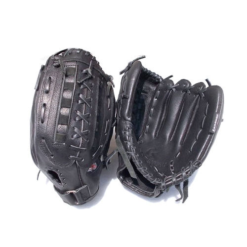 Highly Protective Black Plain Leather Semi Stitched Baseball Gloves 