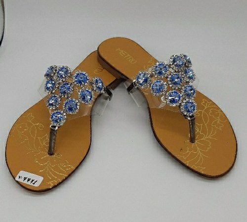 Ladies Anti Slip And Comfortable Lightweight Leather Fancy Casual Sandals Heel Size: Flat